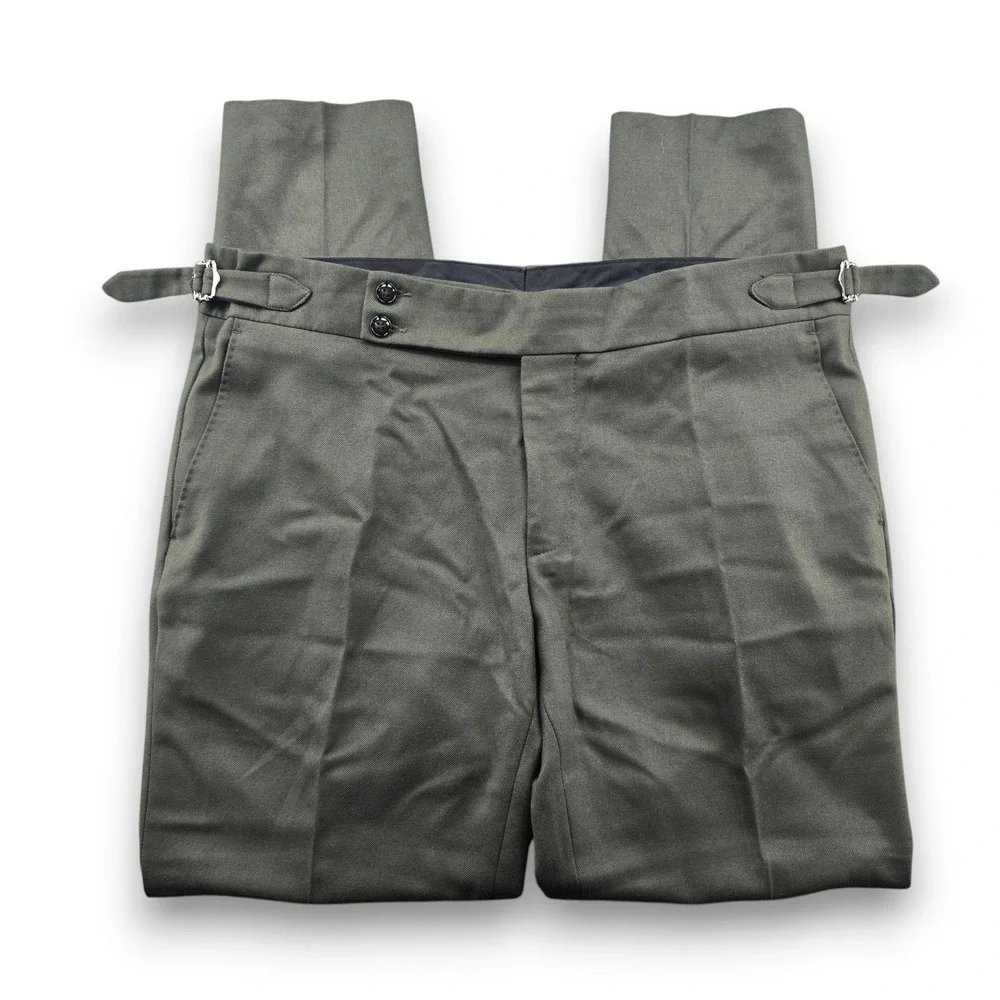 Terzi Adem Altun Dress Pants Trousers Mens 38x32 (US) Olive Green Side Adjuster